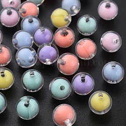 Transparente Acryl Perlen, Perle in Perlen, Runde, Mischfarbe, 11.5x11 mm, Bohrung: 2 mm, ca. 520 Stk. / 500 g