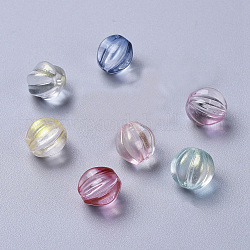 Perles en verre transparentes, avec de la poudre de paillettes, citrouille, couleur mixte, 10.5mm, Trou: 1mm