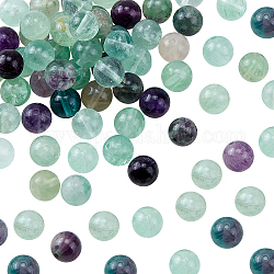 Olycraft Natural Fluorite Beads, Round, Grade AB, 8mm, Hole: 1mm, about 46pcs/strands, 2strands