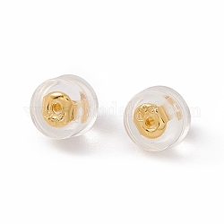 Poussoirs d'oreilles en laiton à placage de crémaillère, avec accessoires en silicone, demi-rond, Plaqué longue durée, sans cadmium et sans plomb, or, 5x4.5mm, Trou: 1mm