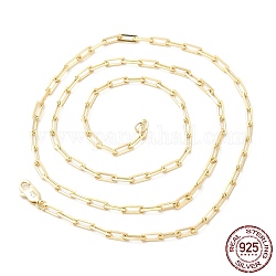 925 collier chaîne trombone en argent sterling, avec tampon s925, véritable 14k plaqué or, 17.72 pouce (45 cm)