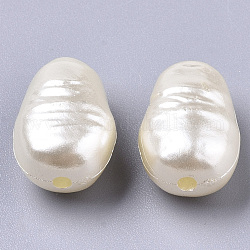 Abalorios de acrílico de la perla de imitación abs, oval, blanco floral, 15x10.5x8mm, Agujero: 1.8 mm, aproximamente 690 unidades / 500 g