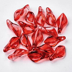 Transparentes pintados con spray colgantes de cristal, Petaline, rojo, 20x10.5x6mm, agujero: 1.2 mm