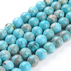 Fili di perle di diaspro imperiale naturale, tinto, tondo, turchese, 10mm, Foro: 1.8 mm, circa 40pcs/filo, 15.51 pollice (39.4 cm)