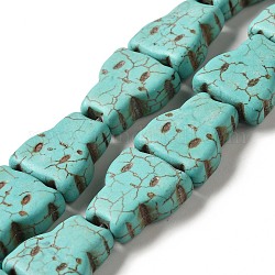 Brins de perles synthétiques teintes en turquoise, forme de chat, turquoise, 20x18.5x7.5mm, Trou: 1mm, Environ 20 pcs/chapelet, 15.83'' (40.2 cm)