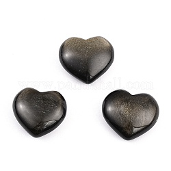 Pierre d'amour de coeur d'obsidienne d'éclat doré naturel, pierre de palme de poche pour équilibrer le reiki, 26x24.5x12.5mm