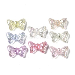 UV Plated & Crackle Transparent Acrylic Beads, Mixed Color, Bowknot, 13.5x22x6mm, Hole: 1.8mm