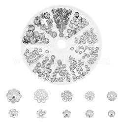 Unicraftale circa 300 pz 10 tappi di perline di fiori in stile 5~10mm 304/201 distanziatori in acciaio inossidabile tappi di perline di metallo distanziatori tappi di fiori per la collana del braccialetto creazione di gioielli