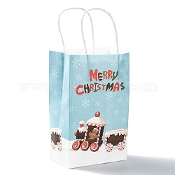 Рождественские тематические подарочные пакеты из крафт-бумаги, с ручками, сумки для покупок, пряничный человечек, 13.5x8x22 см