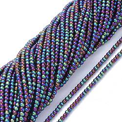 Chapelets de perles en verre électroplaqué, plein plaqué, ronde, multi-couleur plaquée, 2.5mm, Trou: 0.7mm, Environ 177 pcs/chapelet, 14.09 pouce (35.8 cm)