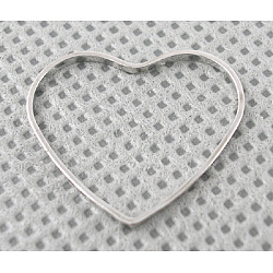 Anillos de enlace de latón, accesorio de joyería de san valentín, corazón, plateado en el color de platino, sin níquel, aproximamente 7 mm de ancho, 6 mm de largo, 1 mm de espesor