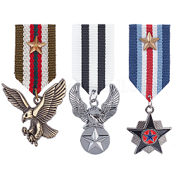 Ahandmaker 3 шт. костюм военный значок медаль, 3 стильная булавка для медали из сплава, брошь с боевыми медалями военного героя, Звезда и орел, темно-синий военный значок для женщин и мужчин, куртка, униформа, костюм