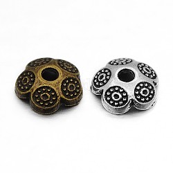 5 -petal tibetischen Stil Legierung Perlenkappen, Mischfarbe, 8 mm, Bohrung: 2 mm