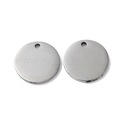 304 Stainless Steel Charms, Stamping Blank Tag, Flat Round Charm, Stainless Steel Color, 14x1.3mm, Hole: 1.6mm