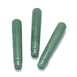 Естественный зеленый бисер авантюрин, нет отверстий / незавершенного, для проволоки завернутые кулон материалы, колонка, 71.5x12~12.5 мм