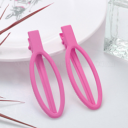 Spray Painted Alloy Alligator Hair Clips, Hair Barrettes for Women and Girls, Oval, Hot Pink, 70mm, about 10pcs/bag