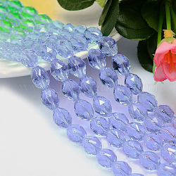 Chapelets de perles en imitation cristal autrichien ovale à facettes, grade AAA, alice bleu, 9x6mm, Trou: 0.7~0.9mm, Environ 45 pcs/chapelet, 15.7 pouce