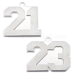 Unicraftale 2 pz 2 ciondoli numero teel carbonio stile, platino, num.21 e num.23, platino, 28~28.5x29.5~35x2.5mm, Foro: 2.5 mm, 1pc / style