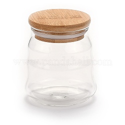 Bouteilles en verre, avec bouchon en bambou, pour des bonbons, thé, colonne, clair, 8.5 cm
