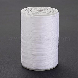 Ficelle ronde en fil de polyester ciré, cordon micro macramé, cordon torsadé, pour la couture de cuir, blanc, 0.3~0.4mm, environ 174.98 yards (160 m)/rouleau