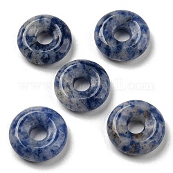 Pendenti con diaspro blu naturale, ciondoli per disco ciambella/pi, 17~18x4~6mm, Foro: 5~6 mm