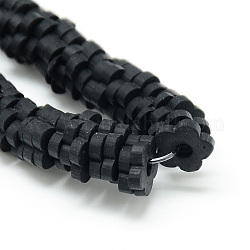 Polymer Clay Bead Strands, Flower, Black, 4~6x4~6x1~1.5mm, Hole: 2mm, about 313~350pcs/strand, 15.35 inch~16.14 inch