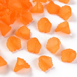 Coupelles en acrylique mat, fleur, orange, 12x12x9mm, Trou: 1.2mm, environ 1700 pcs/500 g