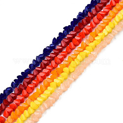 Opaque Solid Color Glass Beads Strands, Faceted Triangle, Mixed Color, 3x2x2mm, Hole: 0.8mm, about 150~152pcs/strand, 10.43 inch~11.42 inch(26.5~29cm)