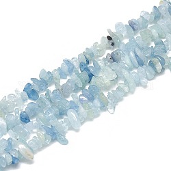 Chapelets de perles en aigue-marine naturelle, puce, 3~11x3~5x1~4mm, Trou: 1mm, Environ 380~400 pcs/chapelet, 33 pouce