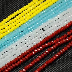 Imitation Jade Glass Beads Strands, Faceted, Rondelle, Mixed Color, 3x2mm, Hole: 0.5mm, about 135~145pcs/strand, 13.7 inch