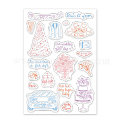 Tampons en plastique PVC, pour scrapbooking diy, album photo décoratif, fabrication de cartes, feuilles de timbres, motif sur le thème du mariage, 16x11x0.3 cm