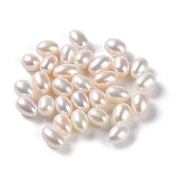 Natur kultivierten Süßwasser Perlen, Hälfte gebohrt, Reis, Klasse 5a+, Rauch weiss, 10~12x7~8 mm, Bohrung: 0.9 mm