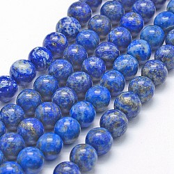 Chapelets de perles en lapis-lazuli naturel, ronde, 8mm, Trou: 1mm, Environ 49 pcs/chapelet, 15.7 pouce (40 cm)
