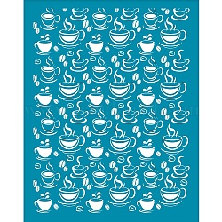Stencil per serigrafia, per la pittura su legno, tessuto della maglietta della decorazione fai da te, modello di caffè, 100x127mm