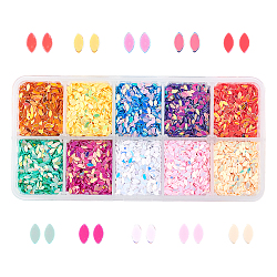 Olycraft Horse Eye Shining Nail Art Glitter, Manicure Sequins, DIY Sparkly Paillette Tips Nail, Crystal Epoxy Resin Material Filling , Mixed Color, 4~5x2x0.3mm, 100g/set