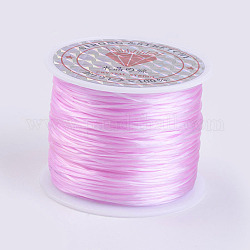 Cuerda de cristal elástica plana, Hilo de cuentas elástico, para hacer la pulsera elástica, rosa perla, 0.5mm, alrededor de 49.21 yarda (45 m) / rollo