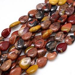 Natural Gemstone Mookaite Beads Strands, Teardrop, 18x13x5mm, Hole: 1mm, about 22pcs/strand, 15.74inch