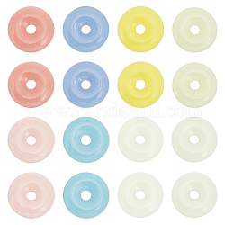 Chgcraft 16pcs 8 Farben synthetische leuchtende Steinanhänger, leuchtet im Dunkeln, Donut Charms, gefärbt, Mischfarbe, 30x7.5 mm, Bohrung: 6.2 mm, 2 Stk. je Farbe