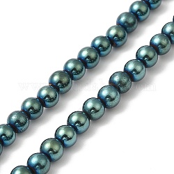 Synthetische magnetische Hämatit-Perlenstränge galvanisieren, Runde, Grün überzogen, 5 mm, Bohrung: 0.8 mm, ca. 84~87 Stk. / Strang, 16.14~16.96'' (41~43 cm)