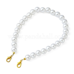 Bretelles de sac à main perlées rondes en plastique ABS imitation perle, avec alliage homard fermoirs pince, couleur de coquillage, 35x1.2 cm