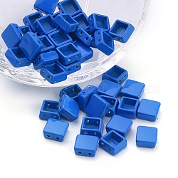 スプレー塗装合金マルチ連リンク  タイル弾性ブレスレット作り用  正方形  ブルー  8x8x4mm  穴：1mm