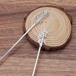 Eisen-Haar-Stick Zubehör, mit Zubehörsen aus Bambuslegierungen, Silber, 120x2.5 mm