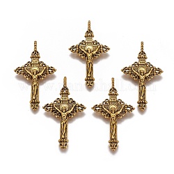Alloy Pendants, For Easter, Cadmium Free, Nickel Free and Lead Free, Crucifix Cross Pendant, Antique Golden Color, 50x28x3mm, Hole: 3mm