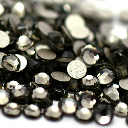 Vidrio de espalda plana Diamante de imitación, Grado A, espalda plateada, facetados, semicírculo, diamante negro, ss6, 1.9~2mm, 1440 unidades / bolsa
