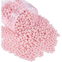 Perles rondes en plastique ABS imitation perle, teinte, pas de trous / non percés, rose, 8mm, environ 1500 pcs / boîte
