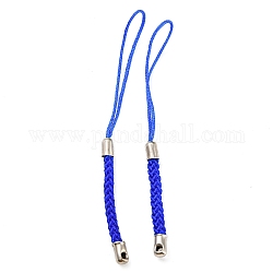 Sangles mobiles en corde polyester, avec les accessoires en fer de platine plaqués, bleu, 8~9 cm