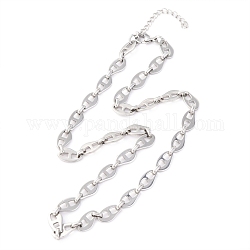 304 Edelstahl-Gliederkette Halsketten, mit Karabiner verschlüsse, Edelstahl Farbe, 18.30 Zoll (46.5 cm)