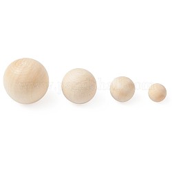Perles de bois non finies, perles en bois naturel perles d'espacement, ronde, perles non percées / sans trou, blanc antique, 10~25mm, 90 pièces / kit