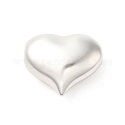 Perline in ottone, cuore, platino, 26x30x12mm, Foro: 3 mm