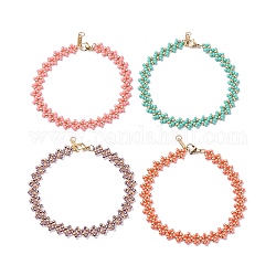 Glass Seed Beads Braided Anklets Set for Women, Red, 9-5/8 inch(24.5cm), 4Pcs/set